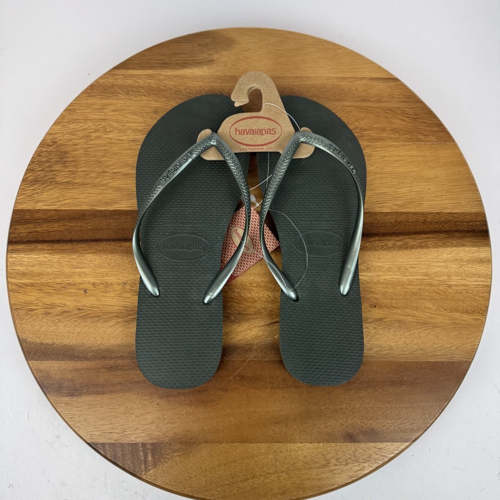 New NWT Womens Havaianas Green Casual Beach Flip Flop Thong Sandals Size 11/12 M